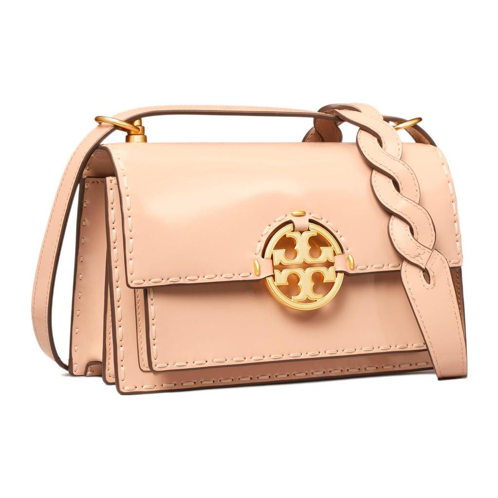 Tory Burch Miller Knot Woven Brass Accessories Patent Leather Crossbody Shoulder Bag Women Bags Rubber-Pink 145997-288