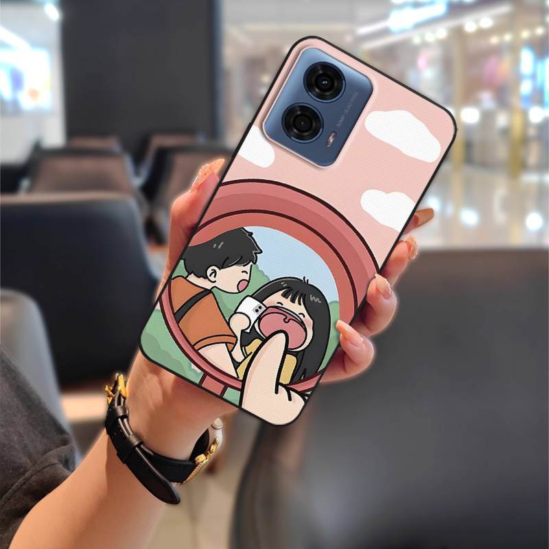 Phone Pouch Couple Phone Case For MOTO G24 Power TPU Soft Case Shockproof Durable Waterproof Cartoon Cute Protective