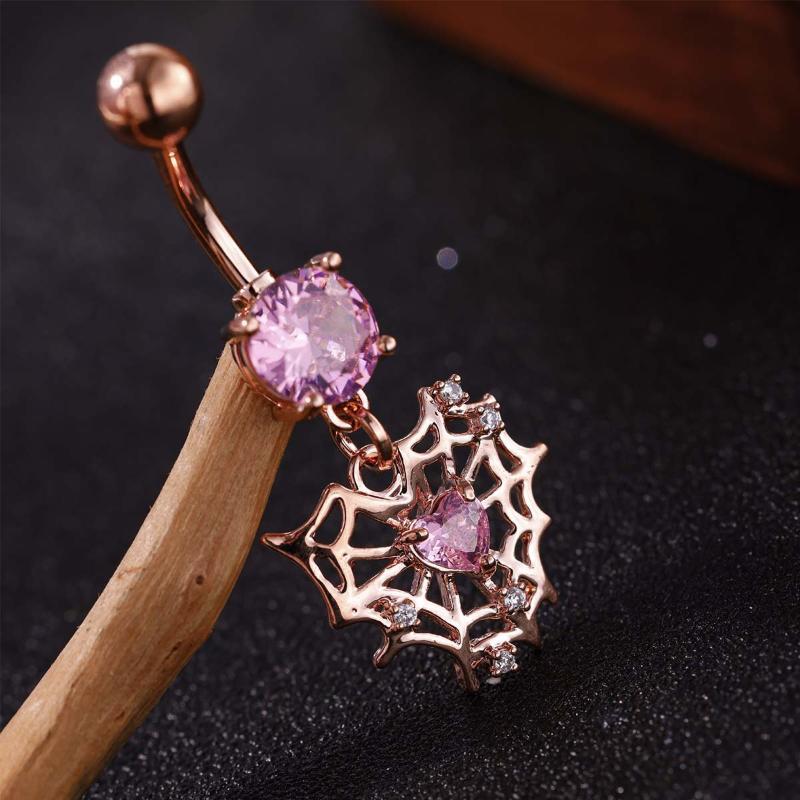 New Creative Spider Heart Belly Button Ring 1Pcs Fashion Navel Piercing Jewelry Hypoallergenic for Music Festival Wear