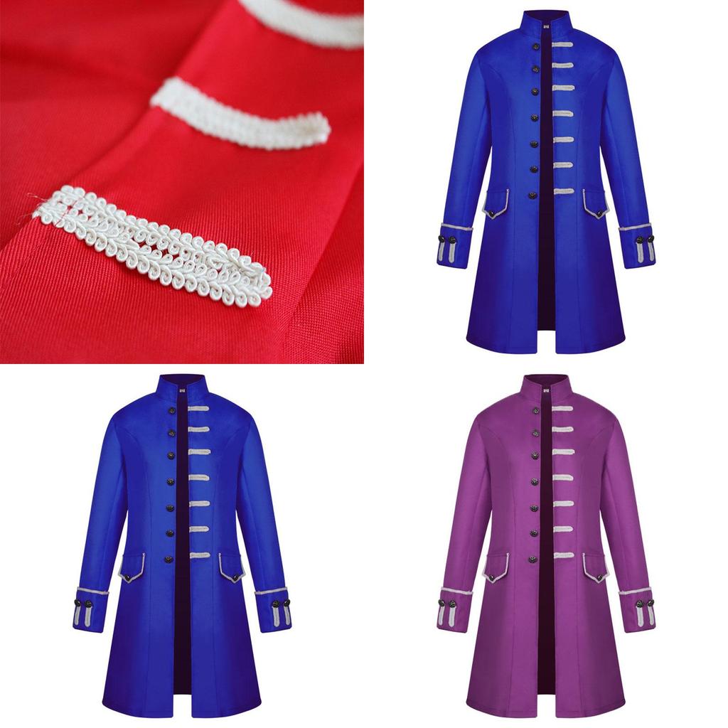 Men Medieval Renaissance Steampunk Jacket Gothic Retro Uniform Coat Windbreaker