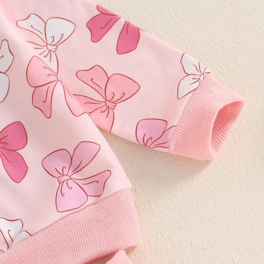 Little Girls 2ks podzimní soupravy s dlouhým rukávem, kulatým výstřihem, potiskem topy, stahovací šňůrkou, kalhoty 