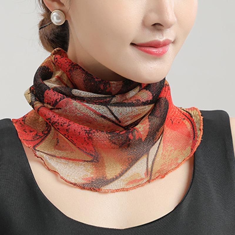 Chiffon Summer Neck Collar Scarf Ladies Face Cover Masks Silk Bib Sunscreen Variety Sun Protection Circle Scarf Mesh Headband