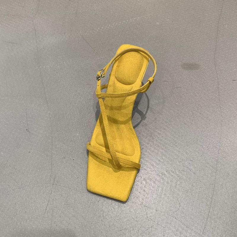 Mode SUOJIALUN 2025 Sommer Neue Marke Damen Sandalenschuhe Mode Schmaler Riemen Gladiatorenschuhe Dünner Hoher Absatz Outdoor Kleid Pumps