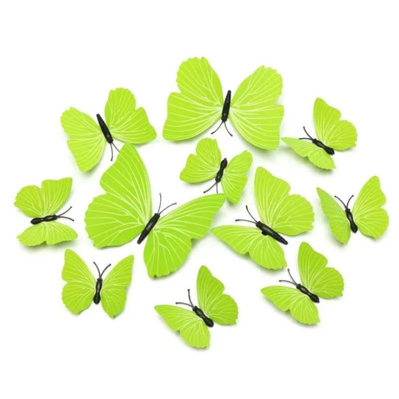 12pc Multicolor 3D Butterfly Wall Stickers Art Decal Living Room Solid Color Butterflies Wallpaper For Home Decor Mural Decals