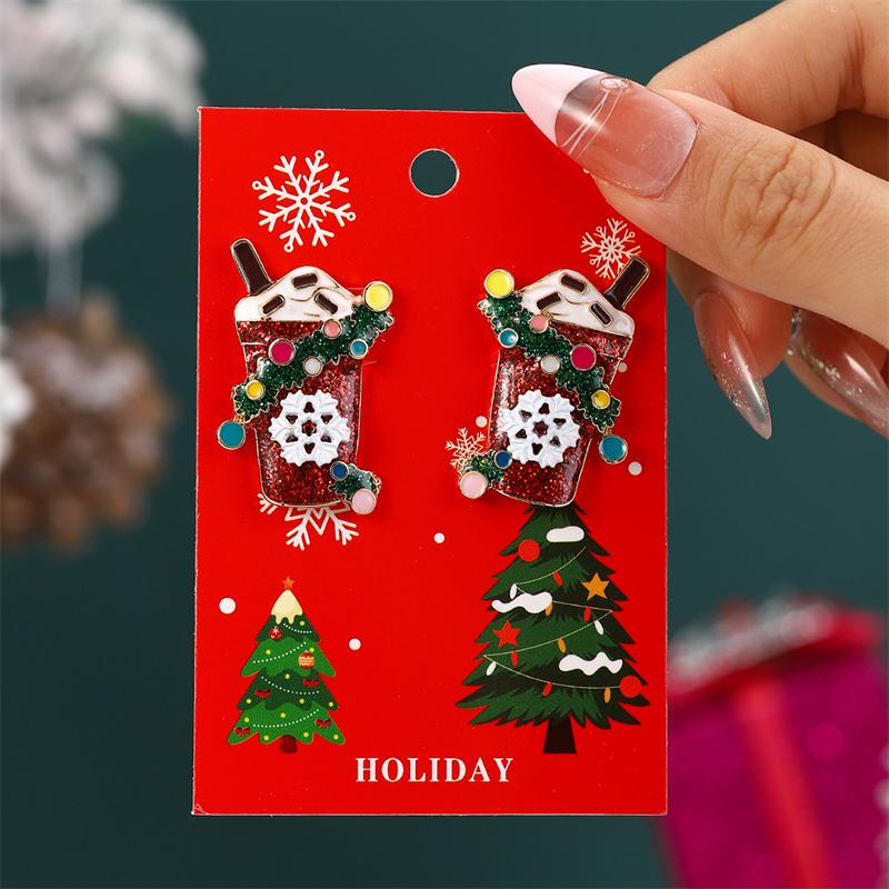 Christmas Rhinestone Santa Claus Xmas Tree Snowman Drop Earrings For Women Elk Snowflake Long Tassel Dangle Earring Party Gifts