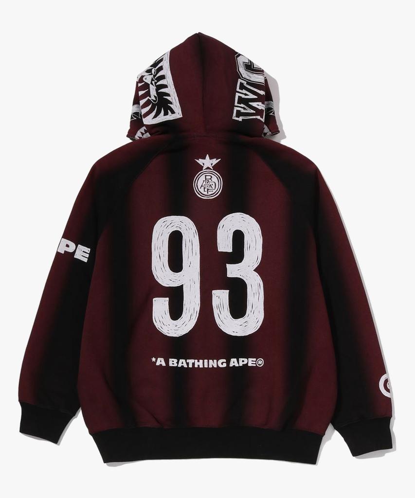 Bape Hand Draw Football Shark Relaxed Fit Full Zip Hoodie (M) Black