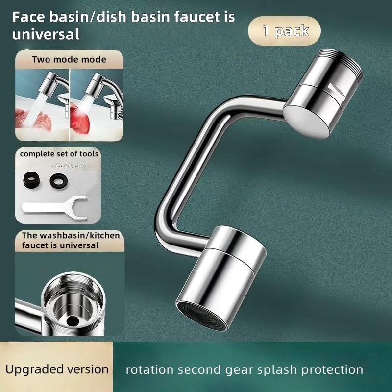 Single Gear/Double Gear Universal Swivel Faucet Extender Splash-Proof Kitchen Sink Faucet Aerator Extension with Adjustable Robotic Arm