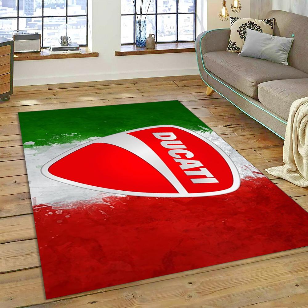 3D Rennmotorrad Schild Teppich für Wohnzimmer Schlafzimmer Zuhause Sofa Dekoration, Kinder Spiel Rutschfeste Bodenmatte Weihnachtsgeschenk