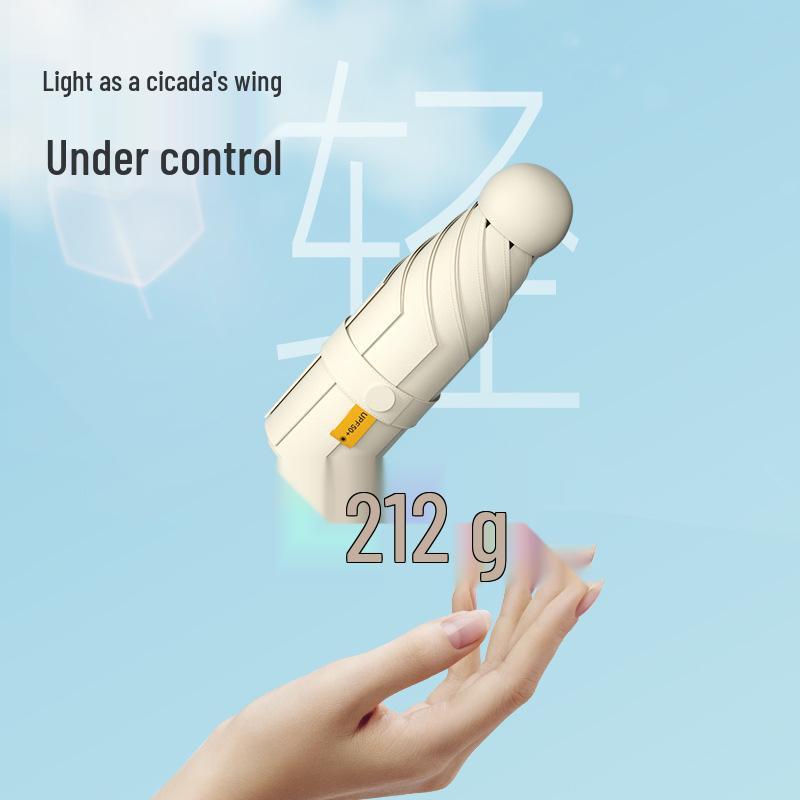 Compact Dual-Use Sun and Rain Umbrella with Black Glue Sunshade - Stylish Ladies' 5-Fold Capsule Design