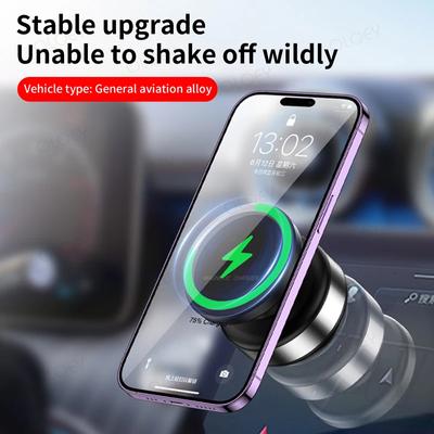 Chargeur Sans Fil 15W Support Voiture à Ventouse Rotatif à 360 Degrés Support Magnétique pour Voiture Support Téléphone à Ventouse pour iPhone Samsung Xiaomi