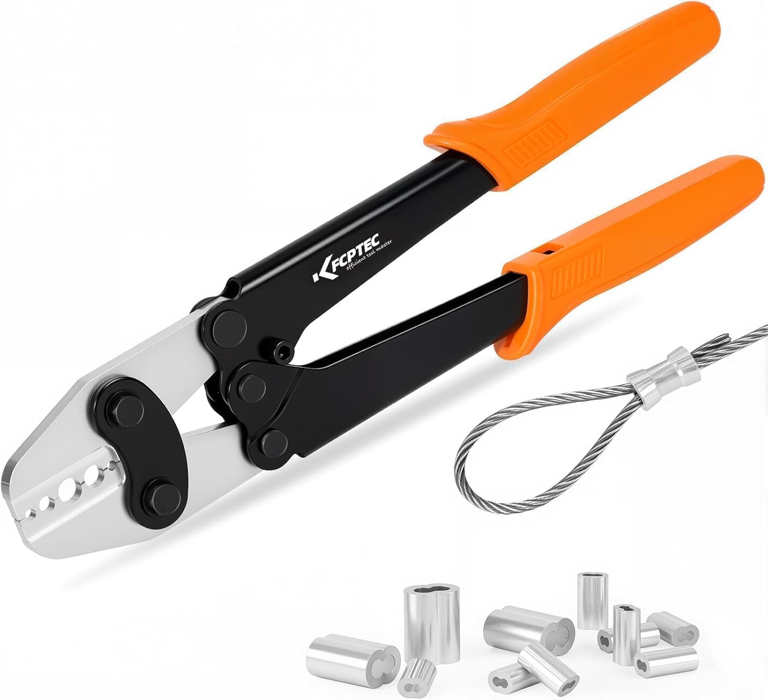 

KF CPTEC Wire Rope Crimping Tool Ferrule Crimping Pliers for Aluminum Sleeves and Loop Crimping Tool for Railing and Fishing 1/16 -3/16 (1.58-5.0mm),