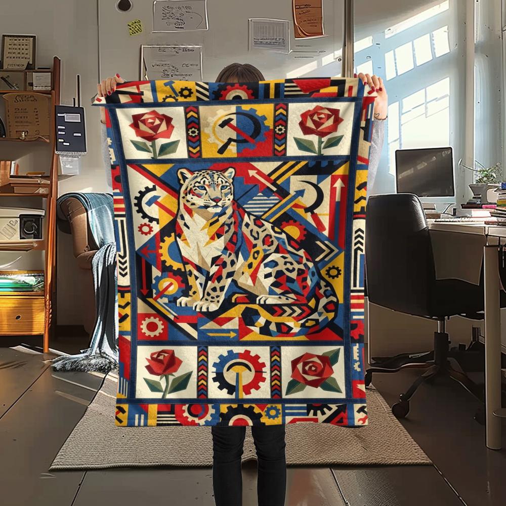 Snow Leopard Animal Print Flannel Blanket, High quality Comfortable for All Seasons, Home Decor, Warmth and Comfort, Perfect for Christmas Gifts126