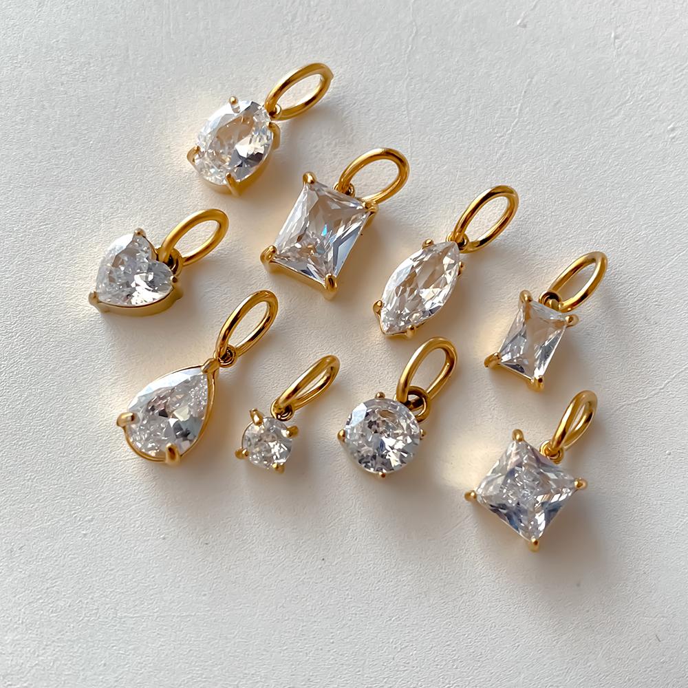 eManco 4 /6/8/10MM Stainless Steel Zircon Geometric Shape Charms Pendants Jewelry Making Supplies Diy Findings Accessories