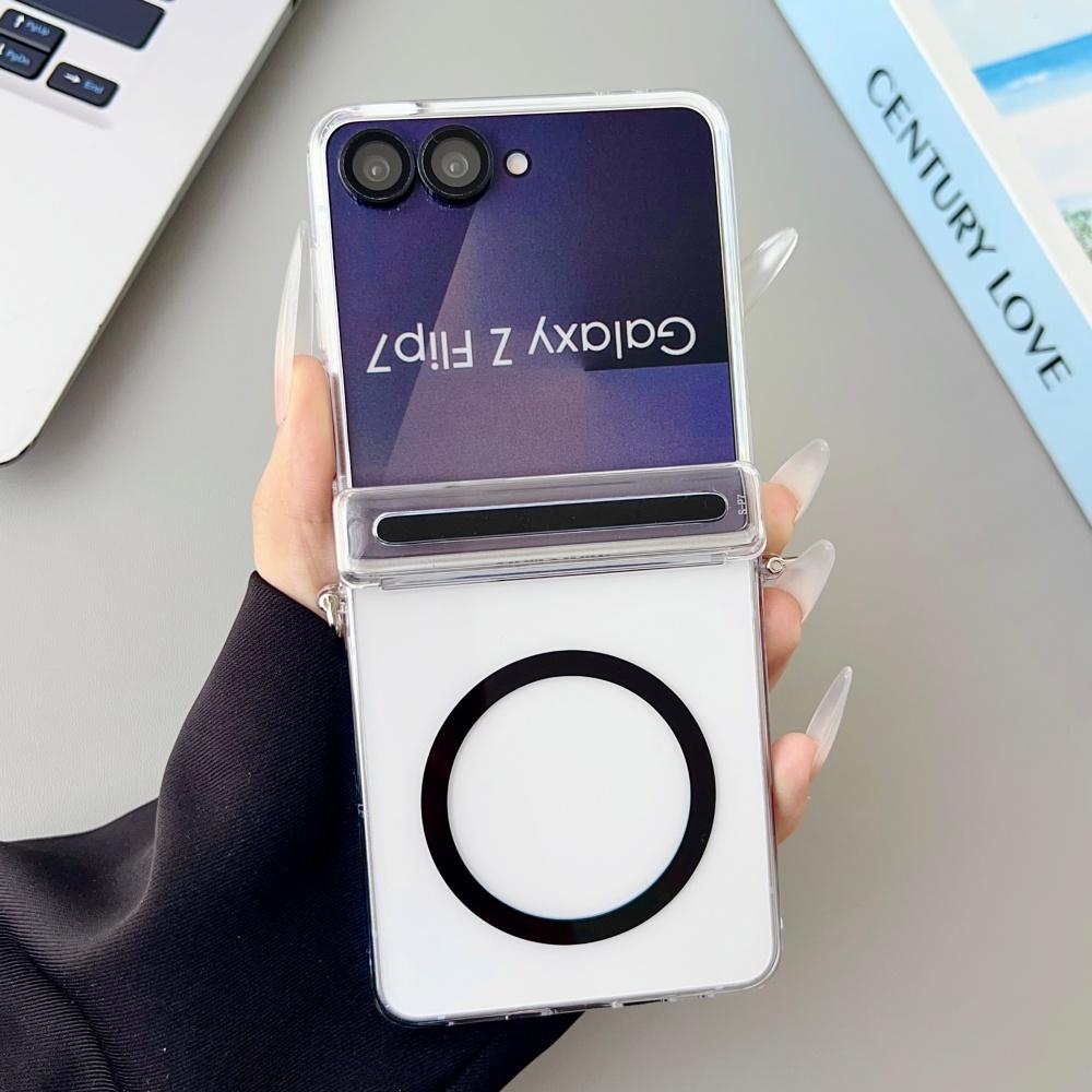 

Transparent Frosted Magnetic Wireless Charging Hinged Phone Case For For Samsung Z Flip 7 5G Ultra Thin Shockproof Protection Cover Galaxy Z Flip7