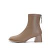 Schmale Damenstiefel mit dicker Sohle und vielseitigem quadratischem Zehenbereich für den Weg zur Arbeit und Reißverschluss hinten, Kurzstiefel für Damen