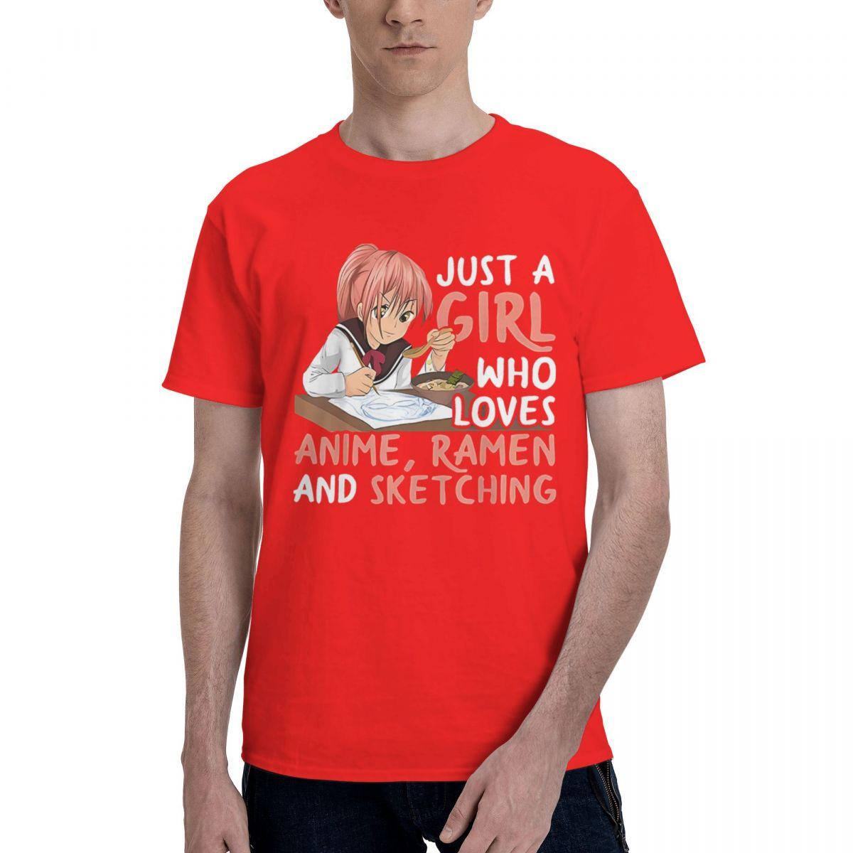 

Just A Girl Who Loves Anime And Sketchin 100 Cotton Casual Breathable Confortable Vintage Mens Clothing Brands Men TShirt S