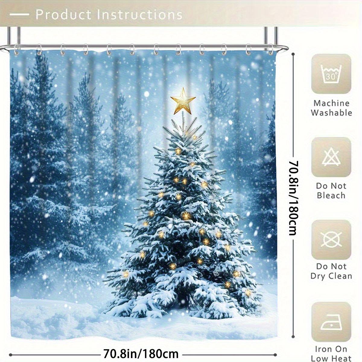 

Набор из 4 предметов: Занавеска для душа для ванной комнаты, Рождественская сцена, Зимний узор, Занавеска для ванной комнаты с 12 крючками, Нескользящие коврики, Коврик для крышки унитаза, Перегородка для ванной комнаты 180*180cm