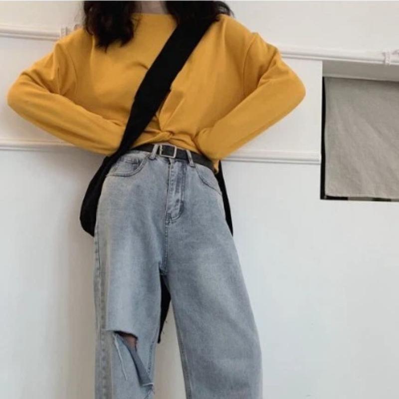 Spring and Autumn Thin Sweatshirt Design, Versatile Short Women's Casual Long-sleeved Top