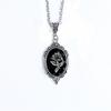 Fashion Retro Metal Geometry Glass Court Relief Rose Flower Heart Pendant Necklace for Women Punk Charm Jewelry Accessory Gifts
