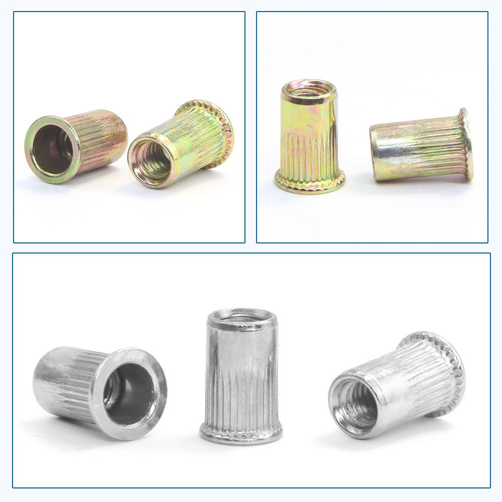 NINDEJIN Small Flat Head Blind Rivet Nut Carbon Steel 304 Stainless Steel M3 M4 M5 M6 M8 M10 M12 Rivnut Threaded Insert Nut