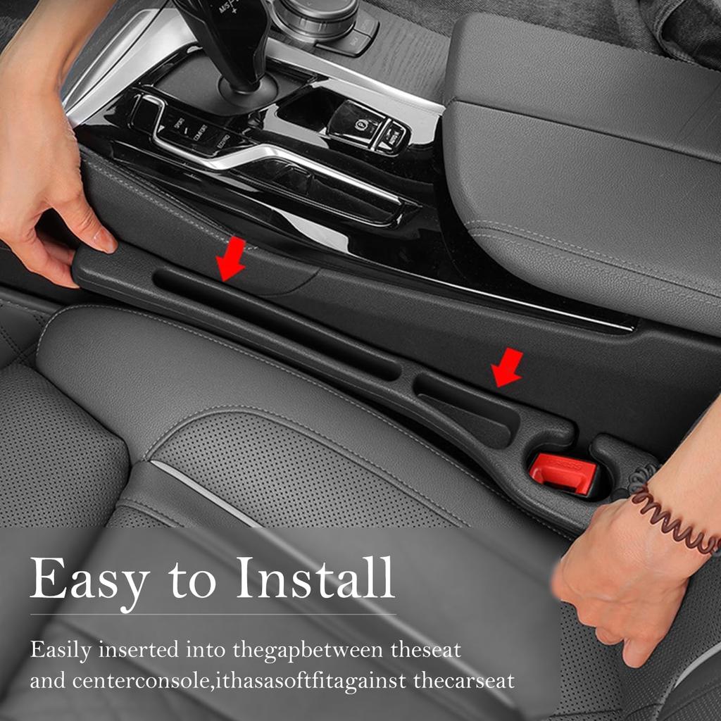 Car Seat Gap Filler 2-Pack, Universal Car Seat Gap Filler Organizer, Seat Gap Plug – Fills Gap Between Seat & Console (Black)
