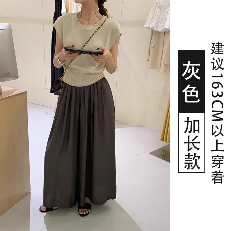 

Хлопковые и льняные кюлоты с широкими штанинами женские летние новые ленивый ветер свободные с высокой талией тонкие прямые повседневные брюки XL [Suitable for 125-72.5kg]