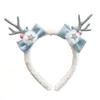 Christmas Headband for Women Fleece Reindeer Antlers Headband with Bow Pompoms for Xmas Party Supplies Halloween Cosplay Accessory