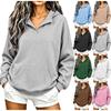 Women's Casual Round Neck Hooded Long Sleeve Sweatshirt with Pockets