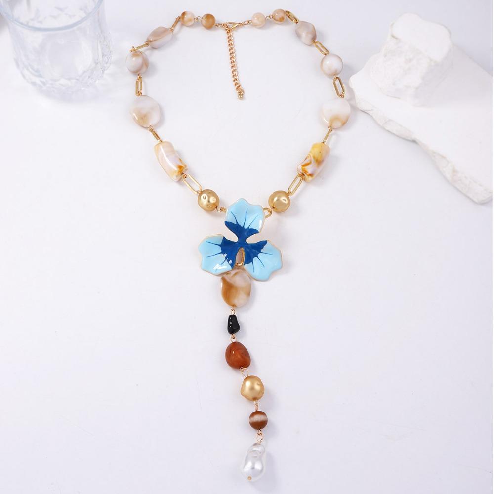 Geometric Y Shape Necklace Charm Beach Choker Fashion Bohemian Collarbone Chain Women Style 2