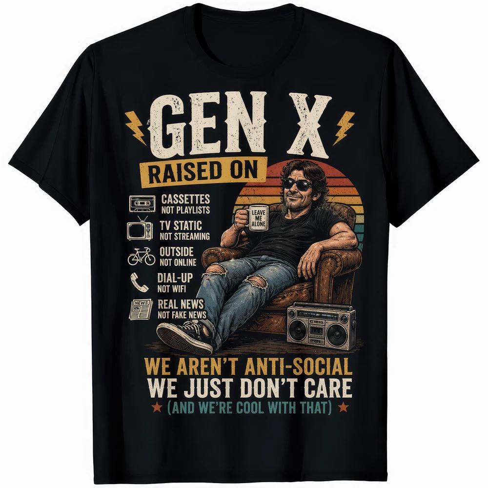 Gen X Raised on Cassettes Dial Up No WiFi Funny Retro TShirt Gift S