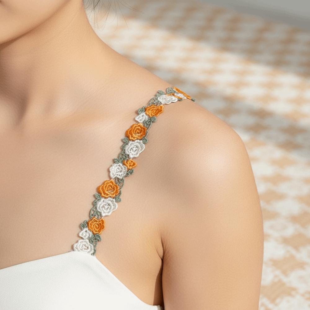 Fashion Adjustable Floral Bra Straps with Lace Trim Lace Flower Elastic Shoulder Straps Gift Anti-slip Underwear Strap Women