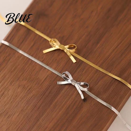 Hypoallergenic Alloy Jewelry Bow Choker Necklace Earrings Women Dangle Long