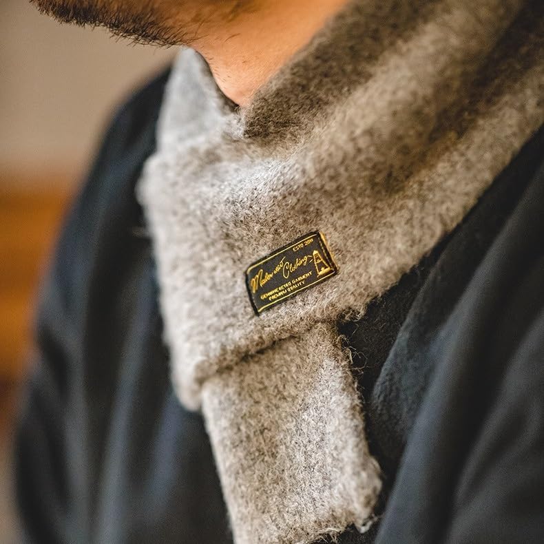 Eight Boar Mohair Knit Scarf, Short Muffler, Blue, Gray, Brown, Men's, b53 (Gray)