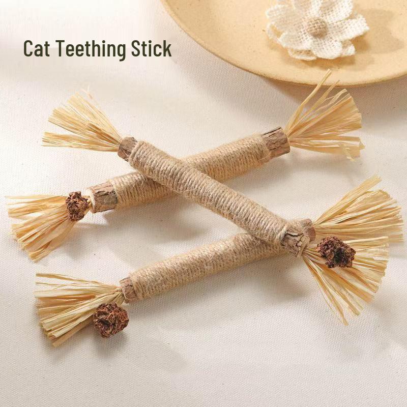 Matatabi Raffia Teething Catnip Stick – Cat Teaser & Chew Treat