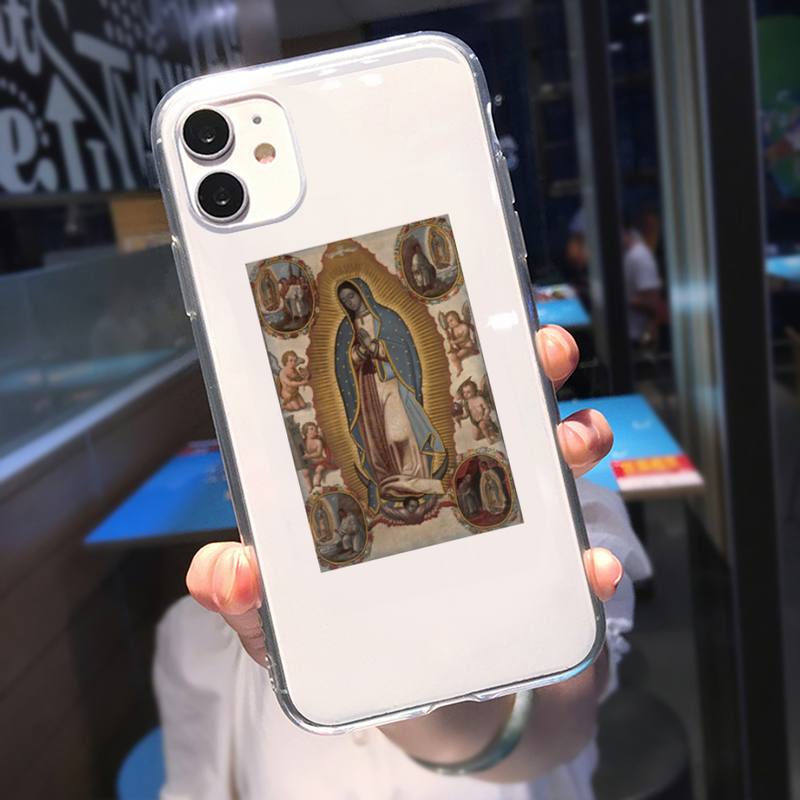RUICHI Virgin De Guadalupe Virgen Mary Phone Case For iPhone 11 12 Mini 13 Pro XS Max X 8 7 6s Plus 5 SE XR Transparent Shell