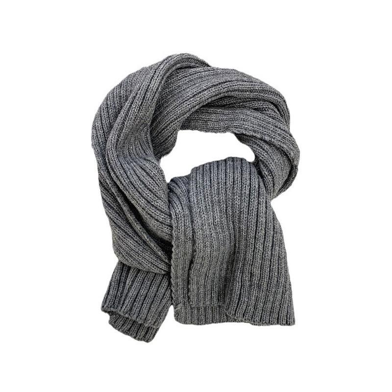 Small scarf women's winter new warm solid color student couple versatile wool knitted scarf small shawl