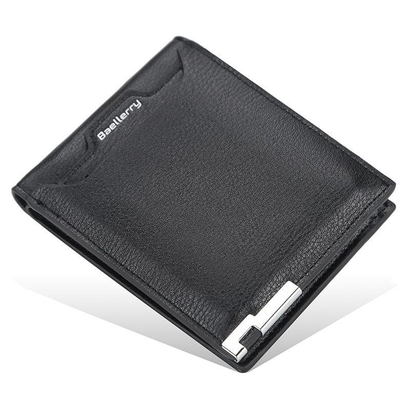 Wallet Men s Short Korean Version Youth Open Multiple Card Slot Insertion Casual Soft Leather Ticket Holder 12X10X2 чёрный