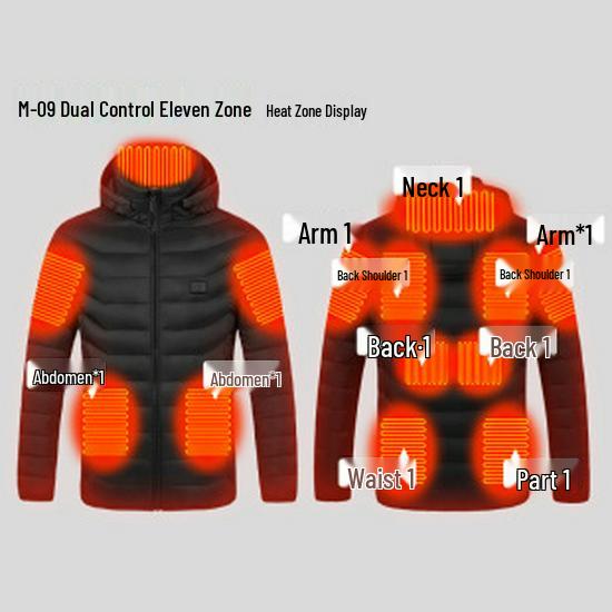 Men's Smart 11-Zone Heated Winter Jacket - Three-Control Warm Cotton Outerwear