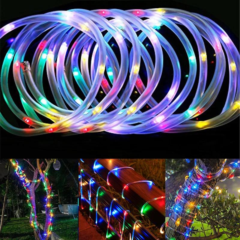 Solar LED Rope Lights Fairy Tube Light String Outdoor Waterproof 8 Mode 5M/10M/20M Light for Home Garden Christmas Wedding Decor