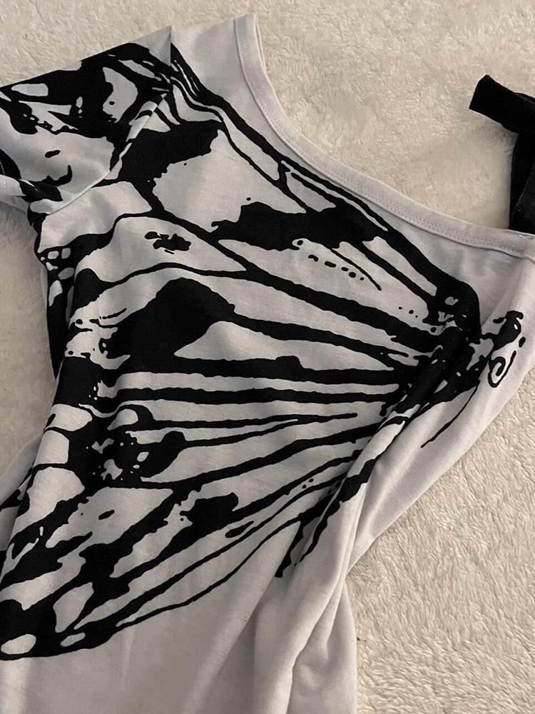 Camiseta de Mujer Americana Picante de Hombros Descubiertos y Manga Corta - Colección Verano 2024, Elegante Diseño Ajustado a la Cintura