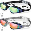 PULIAN HD Anti-Fog Swim Goggles Set with Cap and Nose Clip