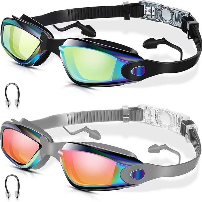 PULIAN HD Anti-Fog Swim Goggles Set with Cap and Nose Clip