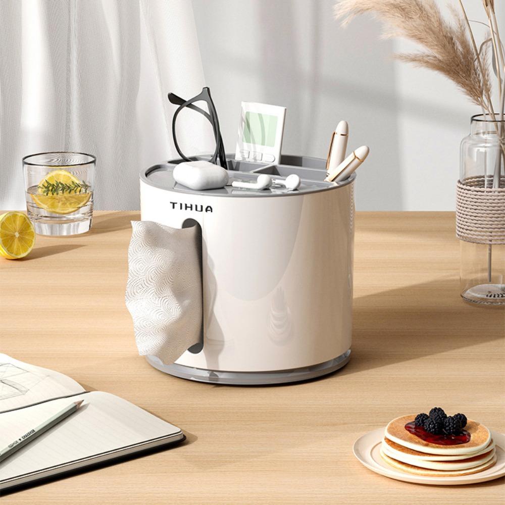 

Multi-Function Desktop Tissue Box Plastic Roll Paper Box Creative Rotating Paper Box Kitchen синий
