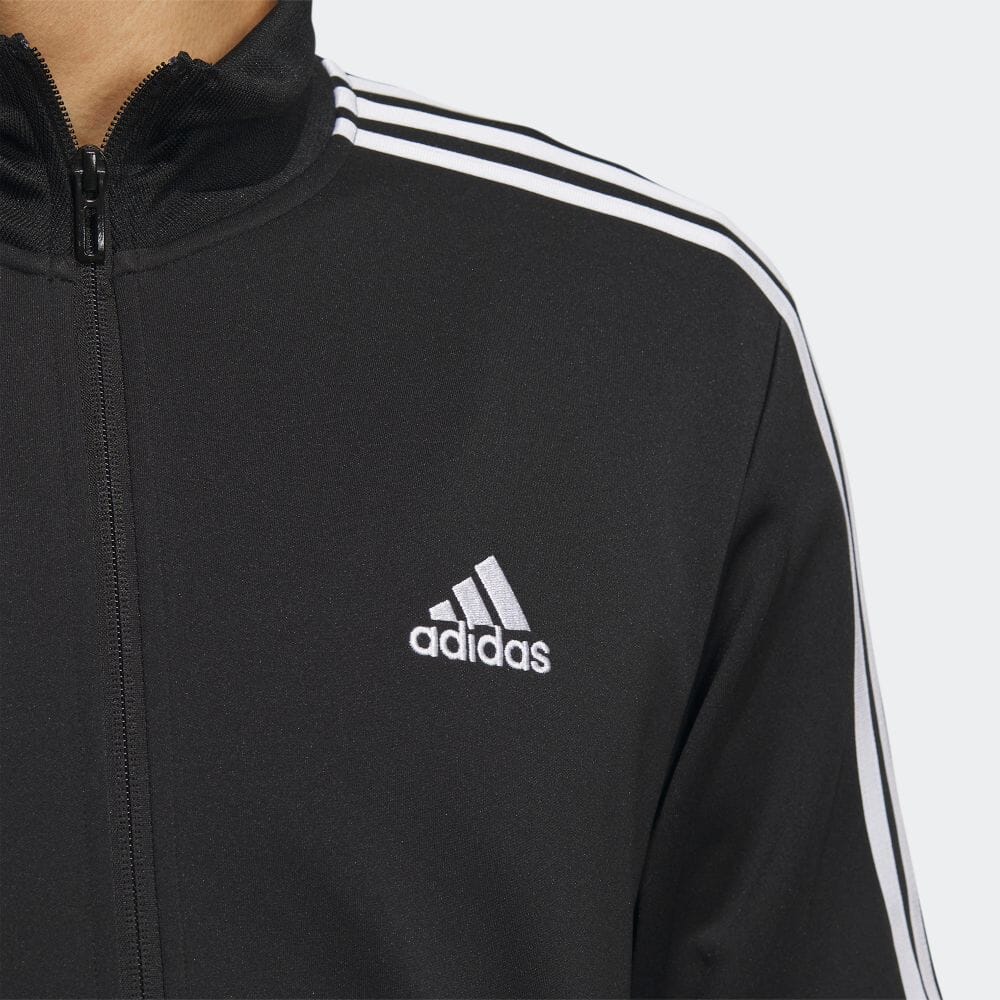 Adidas Color-Block Striped Logo Embroidered Stand Collar Jacket Men Outerwear Black IA9378