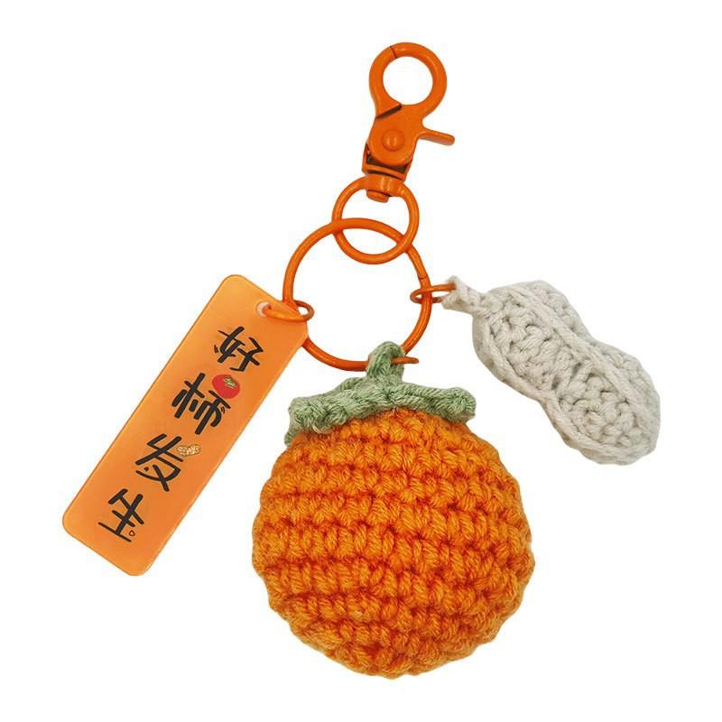 Finished Wool Woven Keychain Couple Bag Pendant Good Persimmon Cute Cute Cute Plush Persimmon Key Ring