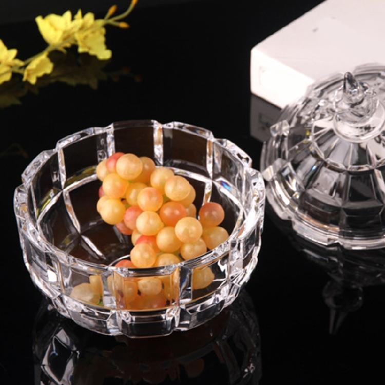 Clear Glass Crystal Covered Storage Jar with Lid for Candy Dry Fruit Dish Organizers Jewelry Trinket Box Home Decors