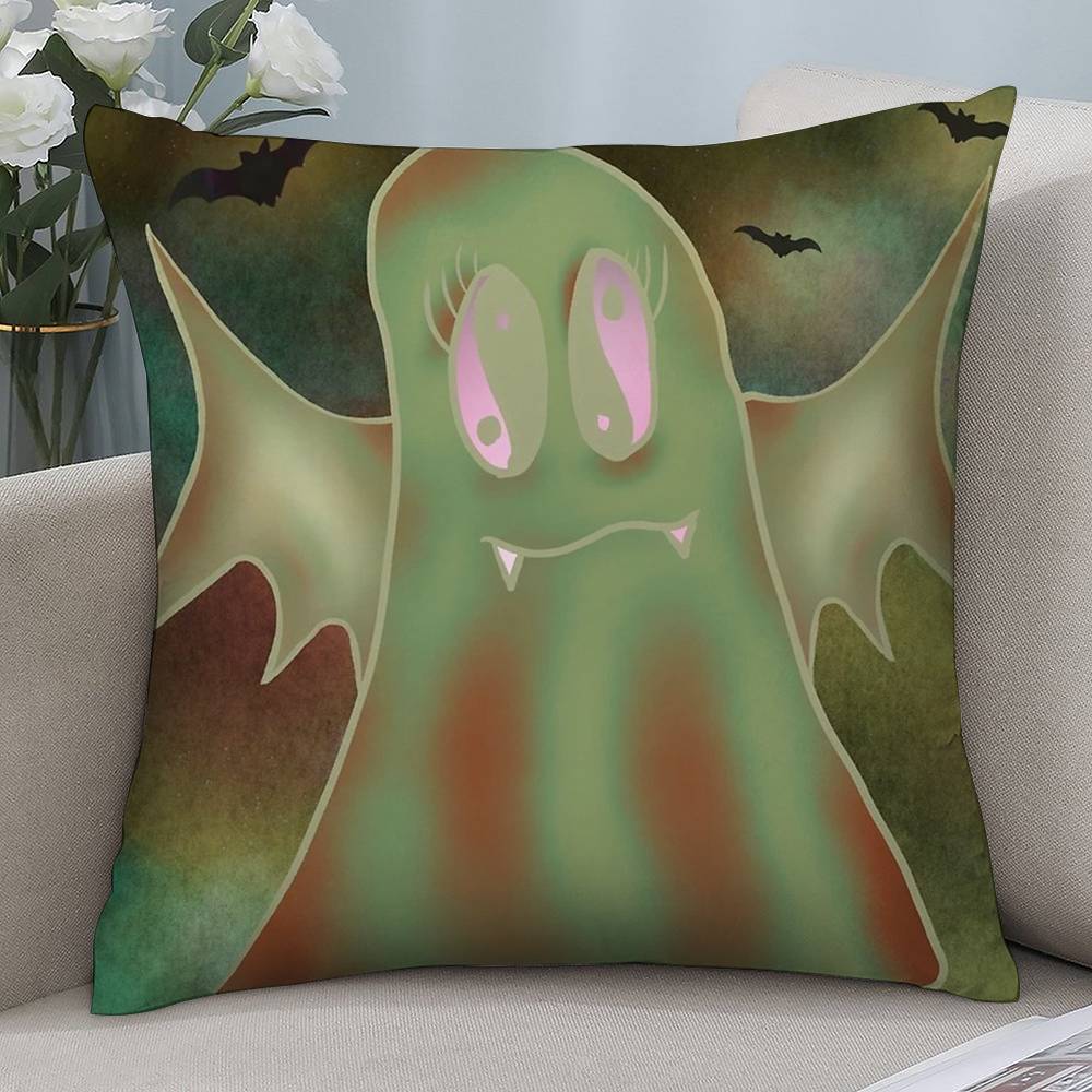

Horro Ghost Halloween Pillow Case Short plush Double-sided Print Square Throw Pillow Covers Sofa Home Cushion Decor 12x12Inch