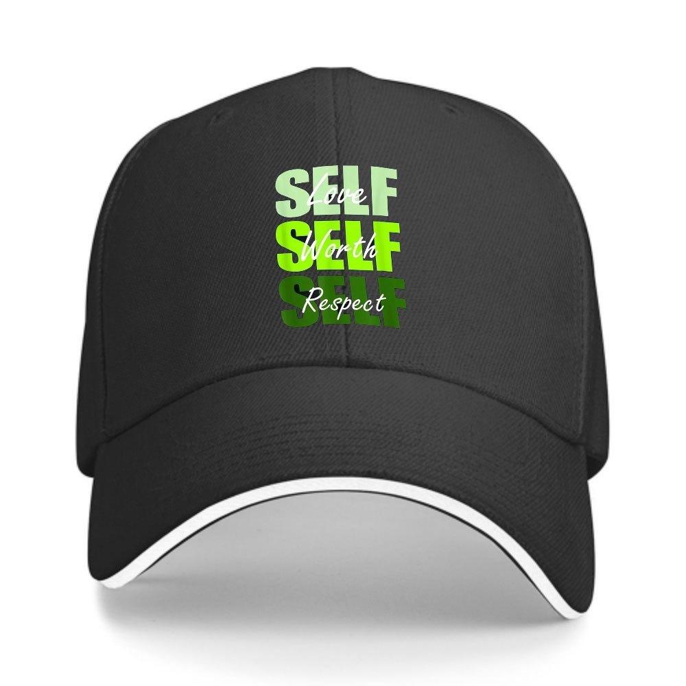 Bold  SELF LOVE SELF WORTH SELF RESPECT  Graphic Baseball Cap - Adjustable Snapback, Lightweight, Urban Fashio Adjustable