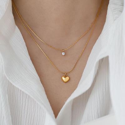 Modern Stylish Heart-Shaped Double Layer Pendant Necklace