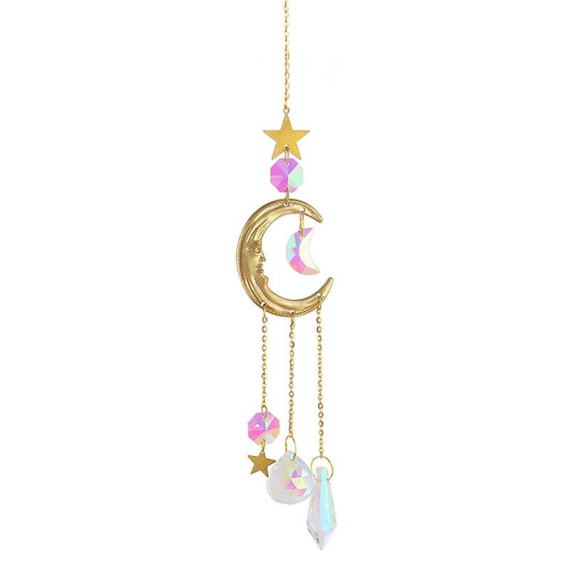 1ks,Crystal Chime Suncatcher,Domácí ložnice Balkonový Dekorační přívěsek Sun and Moon Prism